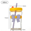 〔Rebecca〕400ml Bow Glass Straw Cup Heat Resistant Separation Filter Cups With Leak-Proof Lid