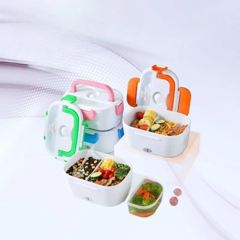 Portable rechargeable electric heated lunch box for office and travel