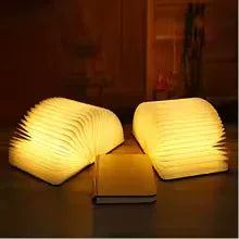 LED Foldable Book Light Creative Wooden Luminous Book for Children Kids’Birthday Holiday Christmas Gift Rechargeable Night Lamp - Clarify.pk