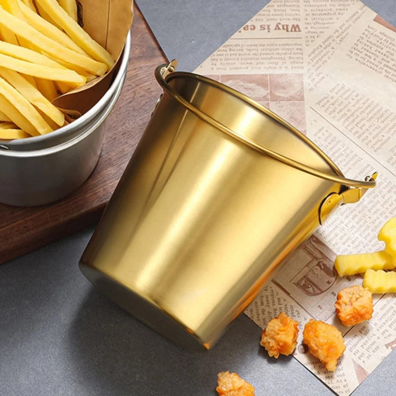 Mini Stainless Steel Pails Small Ice Bucket With Handle For Beverage Wine French Fries Chicken Wings Home Bars Parties Use