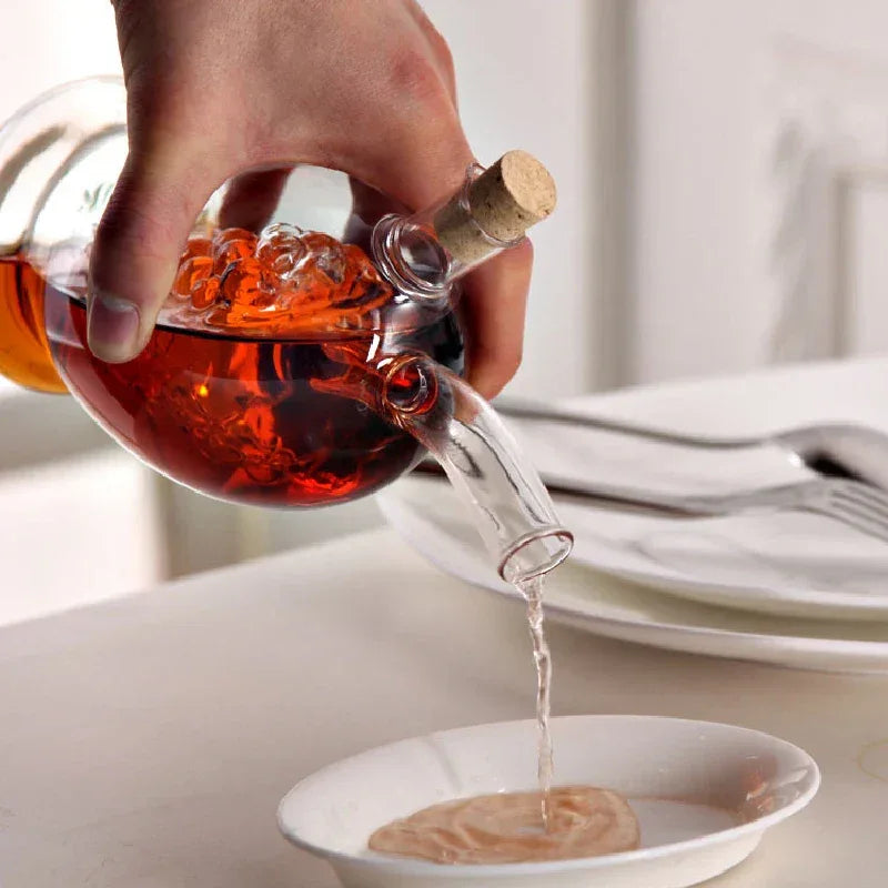 2-in-1 Glass Oil & Vinegar Bottle – Heat Resistant Borosilicate Glass Pot - Clarify.pk