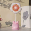 USB Rechargeable Flower Clip-on Fan – 360° Rotation with LED (Random Color) - Clarify.pk