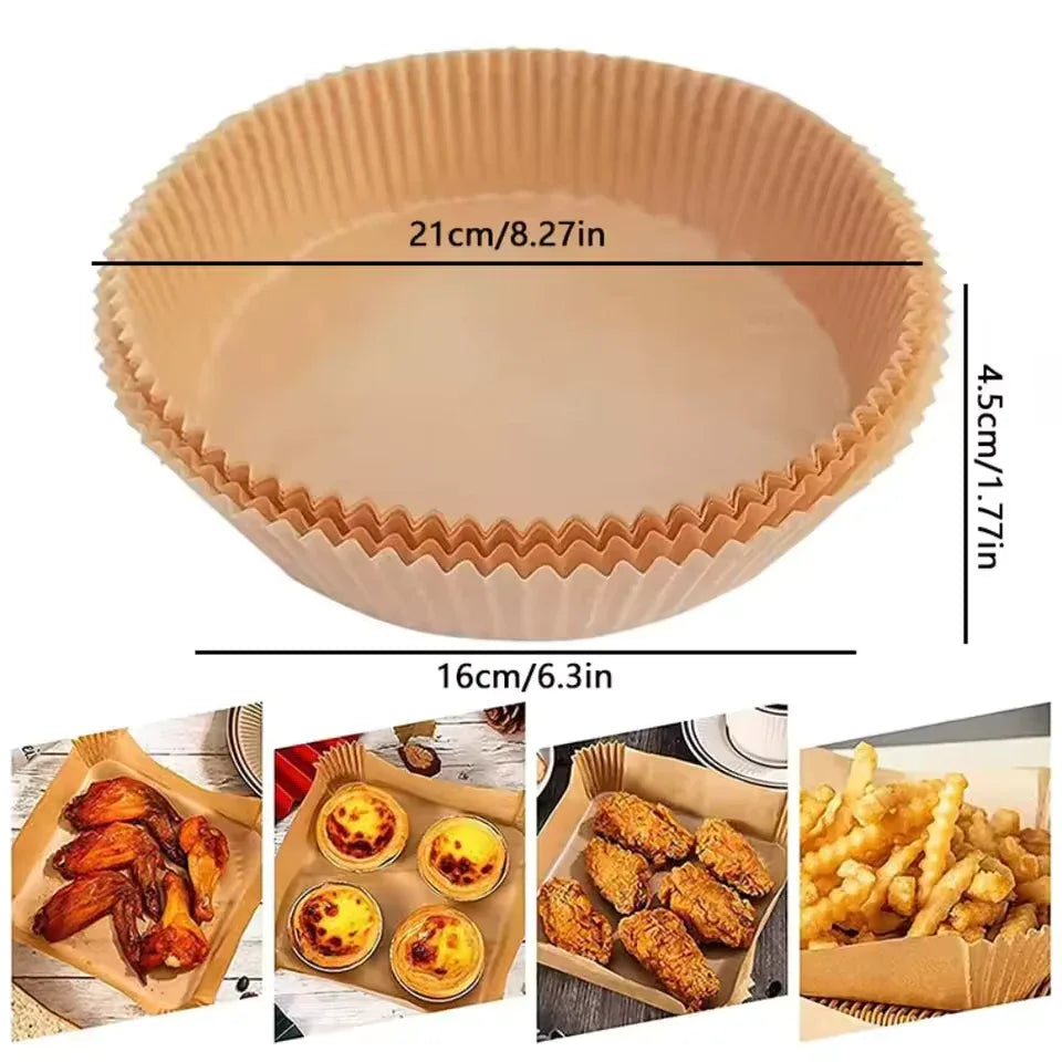 50 Pcs Air Fryer Baking Paper – Round Non-Stick Oil-Proof Liner - Clarify.pk