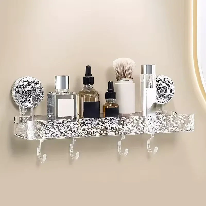 Glacier Pattern Shower Suction Cup Shelf – Bathroom Organizer - Clarify.pk