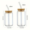 Glass Cup with Bamboo Lid & Straw – 350ml Mason Jar - Clarify.pk