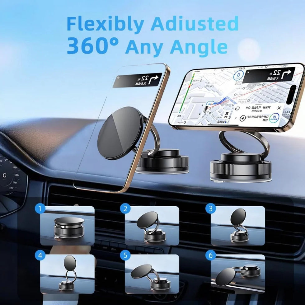 Upgraded 360°Vacuum Magnetic Phone Holder, Magnetic Car Phone Mount, Hands-Free Suction Cup Phone Holder for Car/Gym/Mirror
