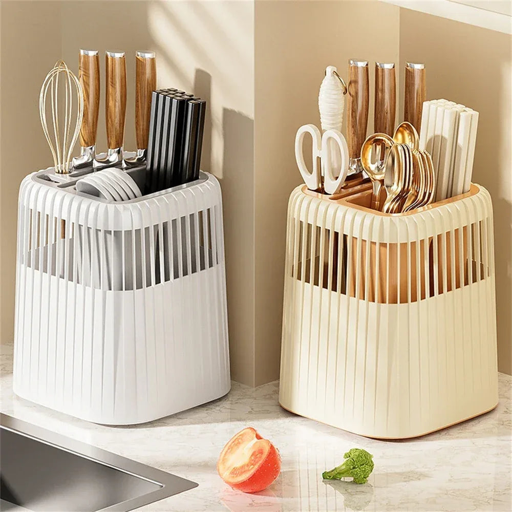 Multifunctional Kitchen Knife Rack – Drainage Cutlery Holder & Utensil Organizer - Clarify.pk