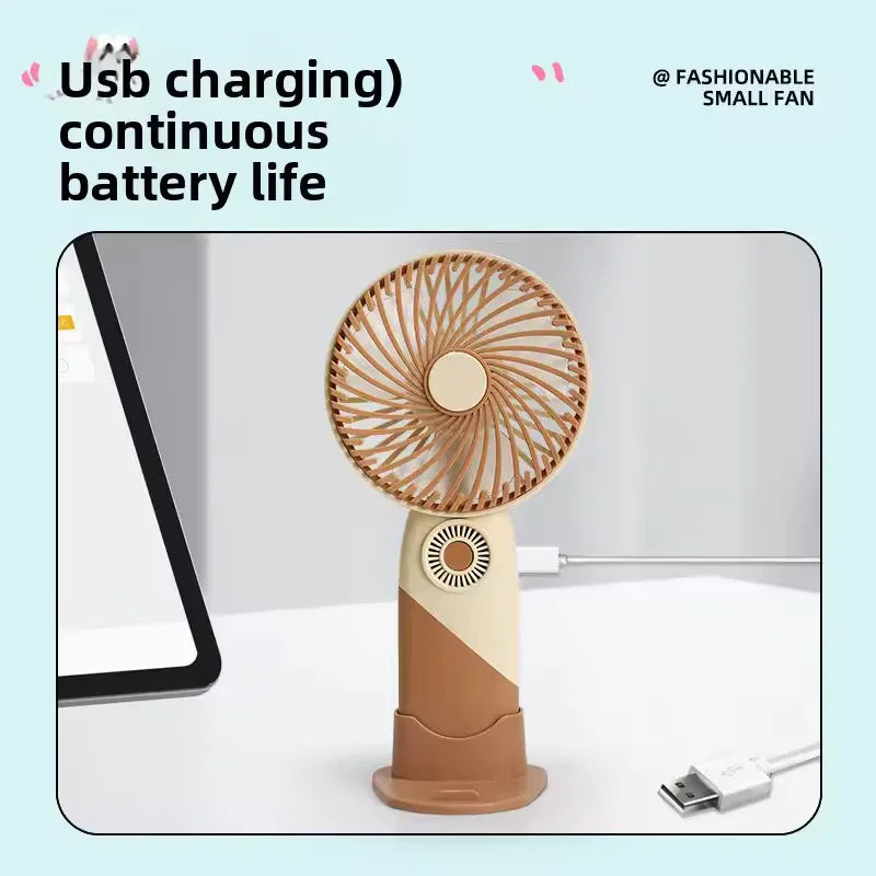 Portable Mini USB Fan – Cute Cartoon Design, 3-Speed Adjustable - Clarify.pk