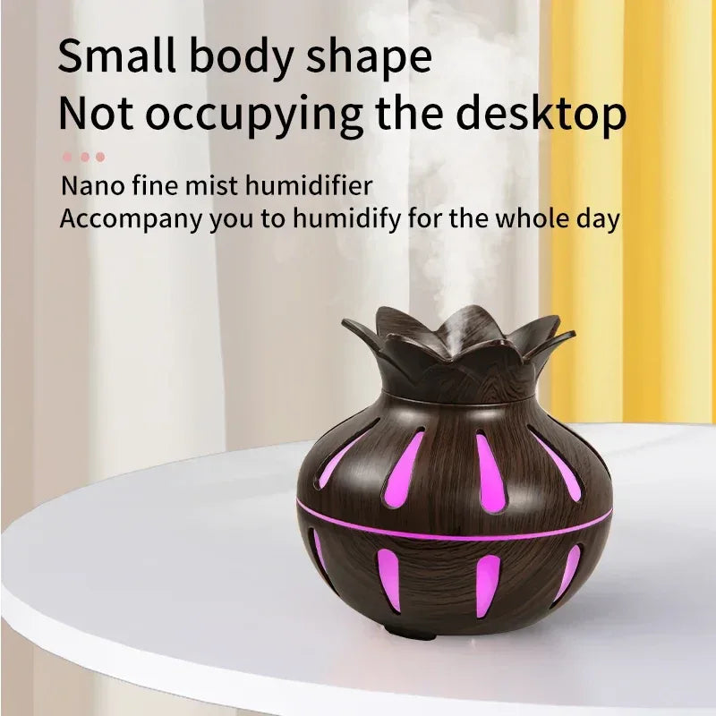 Wood Grain Flower Humidifier – USB Mini Aroma Diffuser - Clarify.pk