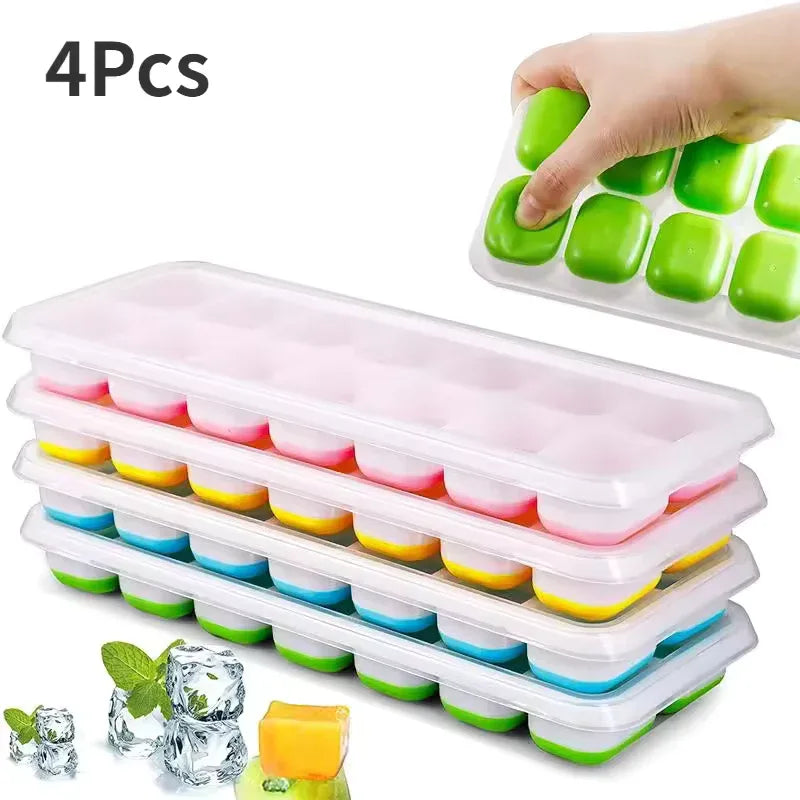 14-Grid Ice Cube Tray with Lid – Easy-Release Freezer Mold - Clarify.pk