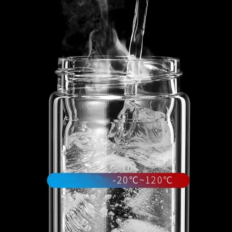 Glass Tumbler with Bamboo Lid With Random Color Cover - Clarify.pk