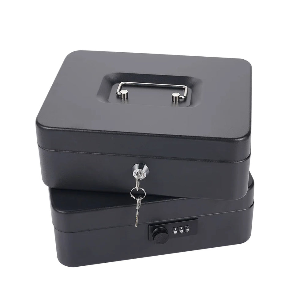 25CMx20CMx9CM Portable Money Box Password Style/Key Style Metal Cash Register Box Collection Box For Home Office Supermarket