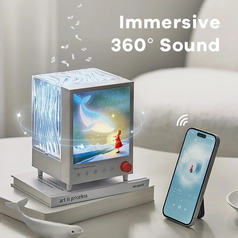 Aurora Box Projector Night Light Bluetooth Ambient Light with White Noise Stepless Dimming Beside Lamp for Bedroom Decor