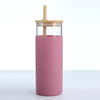 Glass Tumbler with Bamboo Lid With Random Color Cover - Clarify.pk