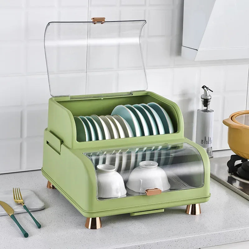 Random color Kitchen Dish Storage Box, Storage Rack, Drain Rack, Household Bowl Drying Rack, Chopsticks Tableware Storage Box - Clarify.pk
