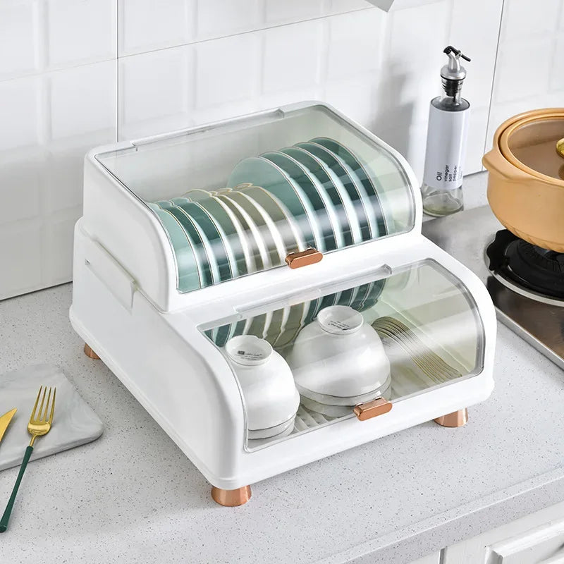 Random color Kitchen Dish Storage Box, Storage Rack, Drain Rack, Household Bowl Drying Rack, Chopsticks Tableware Storage Box - Clarify.pk