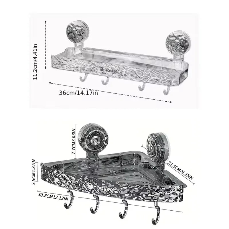 Glacier Pattern Shower Suction Cup Shelf – Bathroom Organizer - Clarify.pk