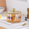 1500ML Clear Glass Saucepan with Dual Handles Soup Cooking Pot with Cover Heat Resistant Kitchen Cooking Tools