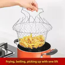 Stainless Steel Folding Oil Fry Basket – Kitchen Oil Drain & Filtration Tool - Clarify.pk
