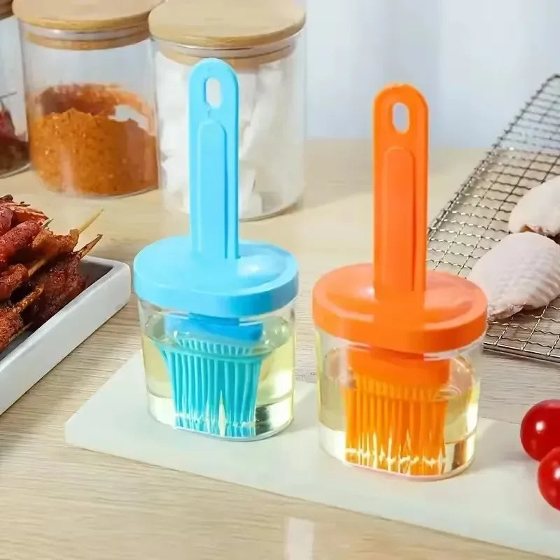 Silicone Oil Brush Bottle – Kitchen Baking & BBQ Oil Dispenser with Lid - Clarify.pk