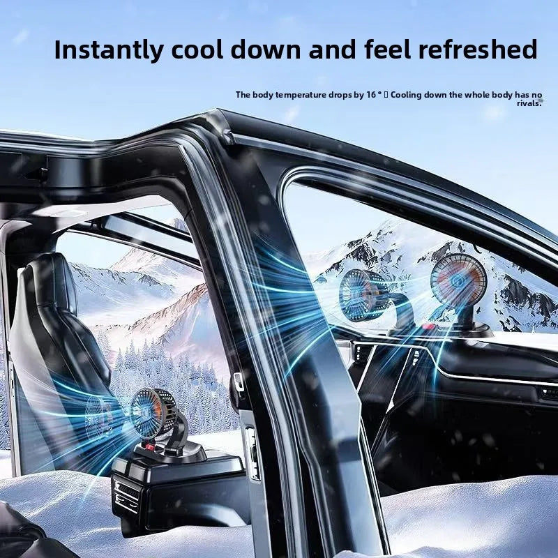 Powerful Double Head Car Fan for Truck And Bus 24v12v Cooling Strong Wind Plastic Material Vehicle Mounted USB Fan