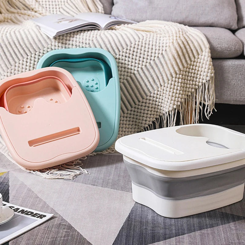 Portable foot washer scrubber with massage pad for deep foot cleaning at home