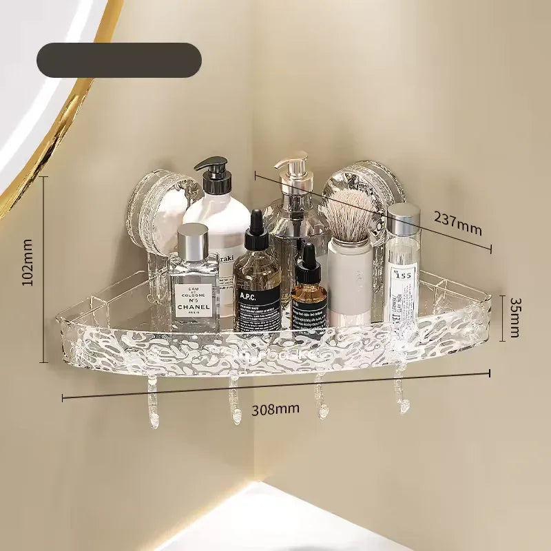 Glacier Pattern Shower Suction Cup Shelf – Bathroom Organizer - Clarify.pk