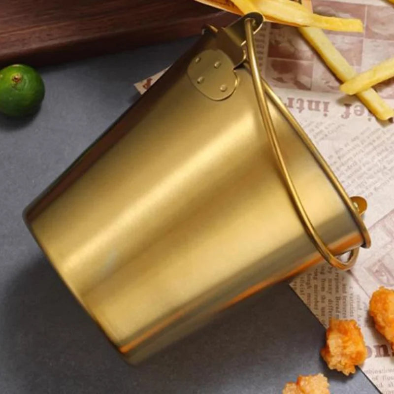 Mini Stainless Steel Pails Small Ice Bucket With Handle For Beverage Wine French Fries Chicken Wings Home Bars Parties Use