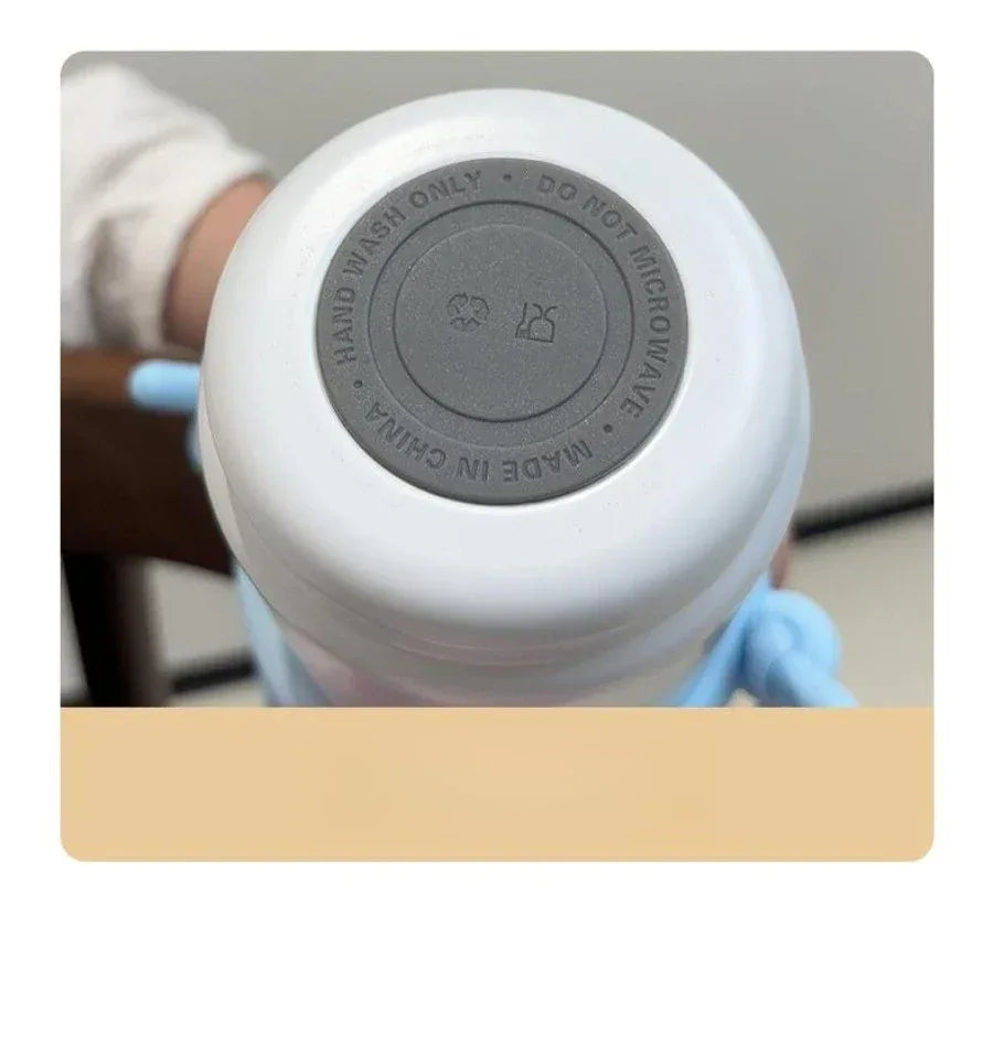 Cartoon Vacuum Straw Cup – Stainless Steel with Carry Rope - Clarify.pk