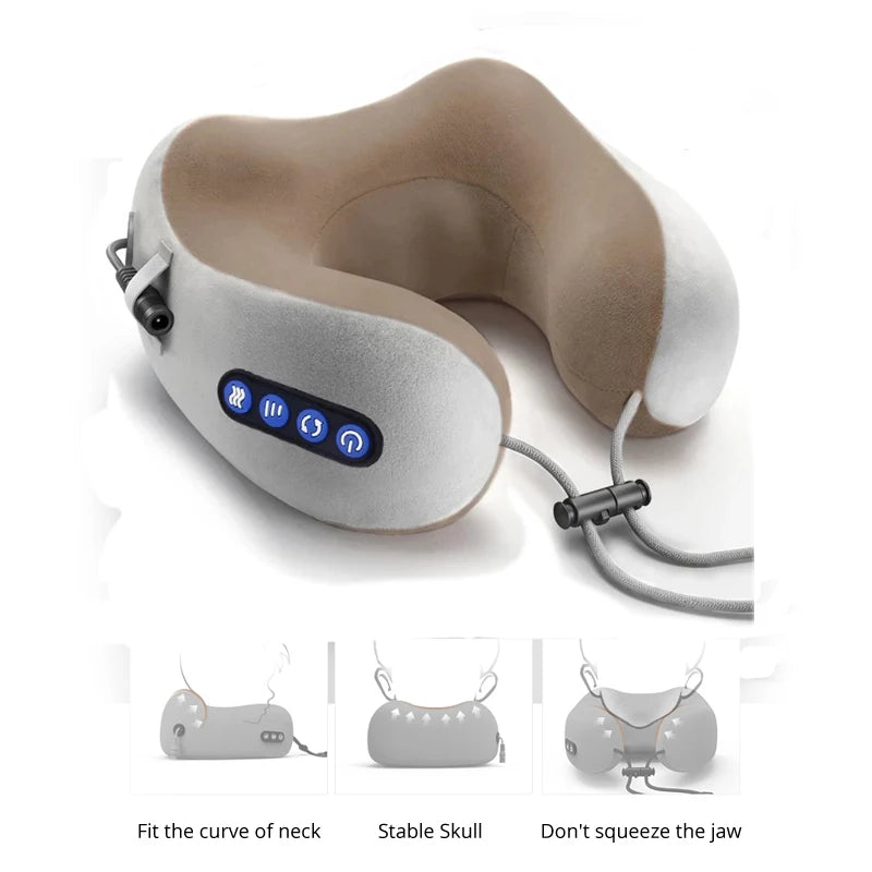 Multifunctional Portable Electric Neck Massager U-Shaped Pillow for Shoulder Cervical Relaxing Use at Home Car Or Outdoor