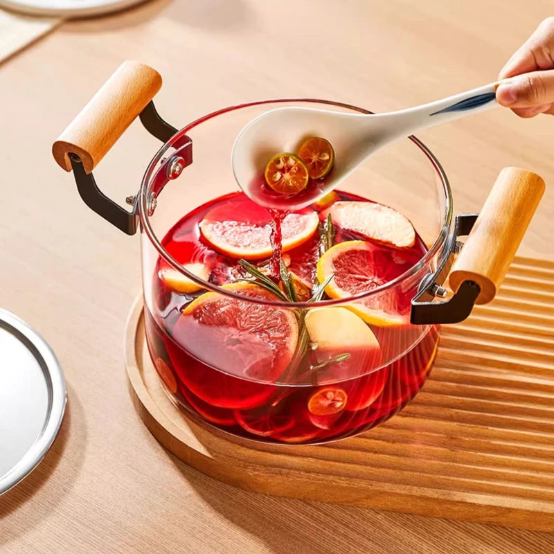 Explosion-Proof Noodle Pot with Heat Retention Transparent Kitchen Cooking Pan for Easy Clean Soup Maker