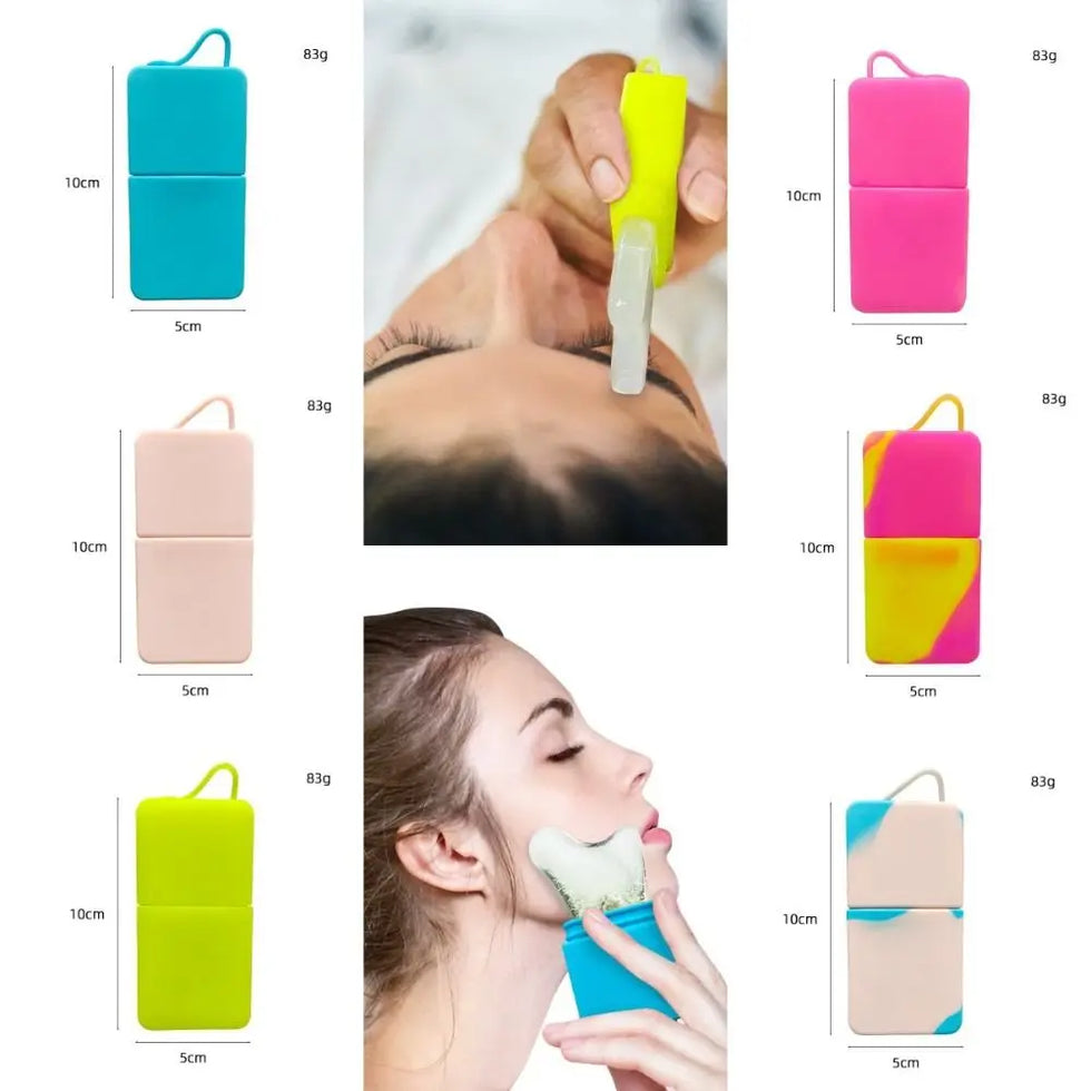 Gua Sha Silicone Ice Face Roller Cold Lifting Contour Ice Cube Mold Brighten Alleviate Puffiness Cooling Face Contour Globes