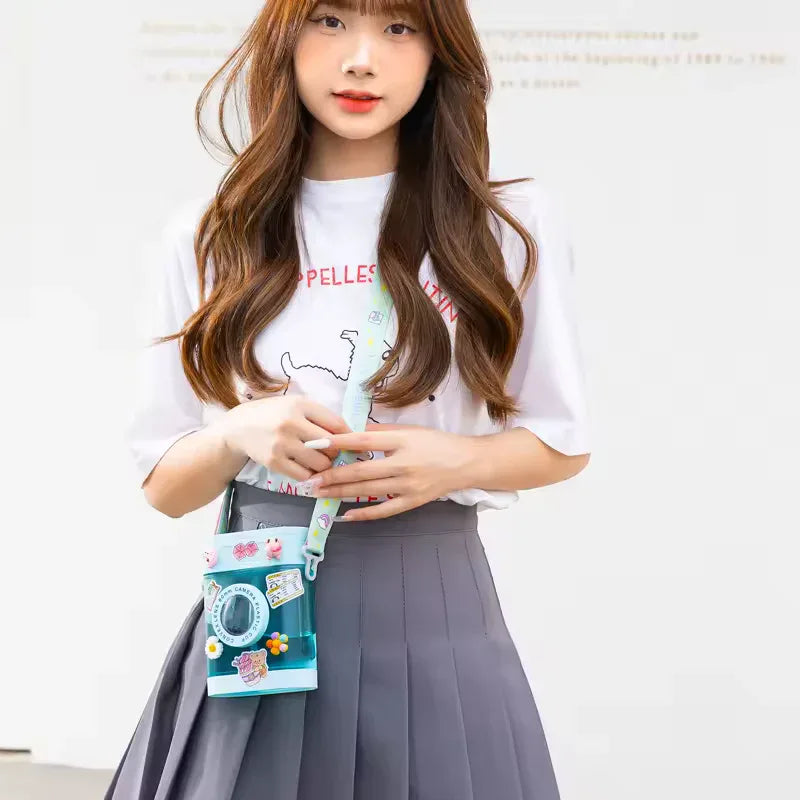 400ml Camera-Shaped Water Bottle – Kawaii Straw Bottle with Strap - Clarify.pk