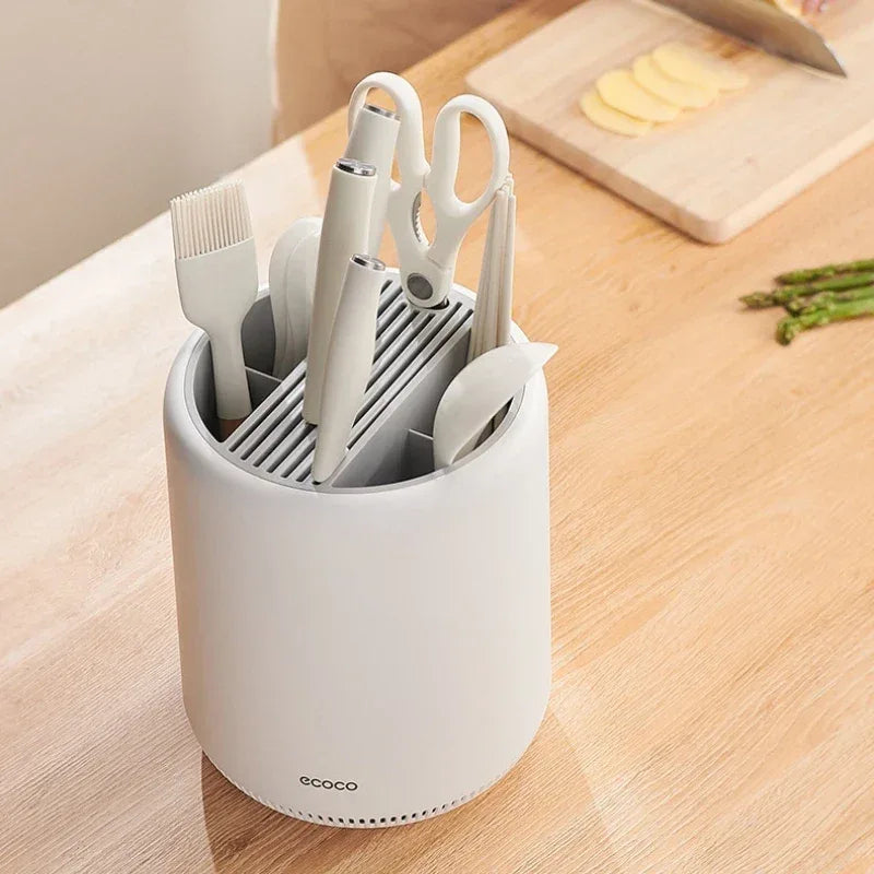 360° Rotating Kitchen Cutlery & Knife Holder Rack - Clarify.pk