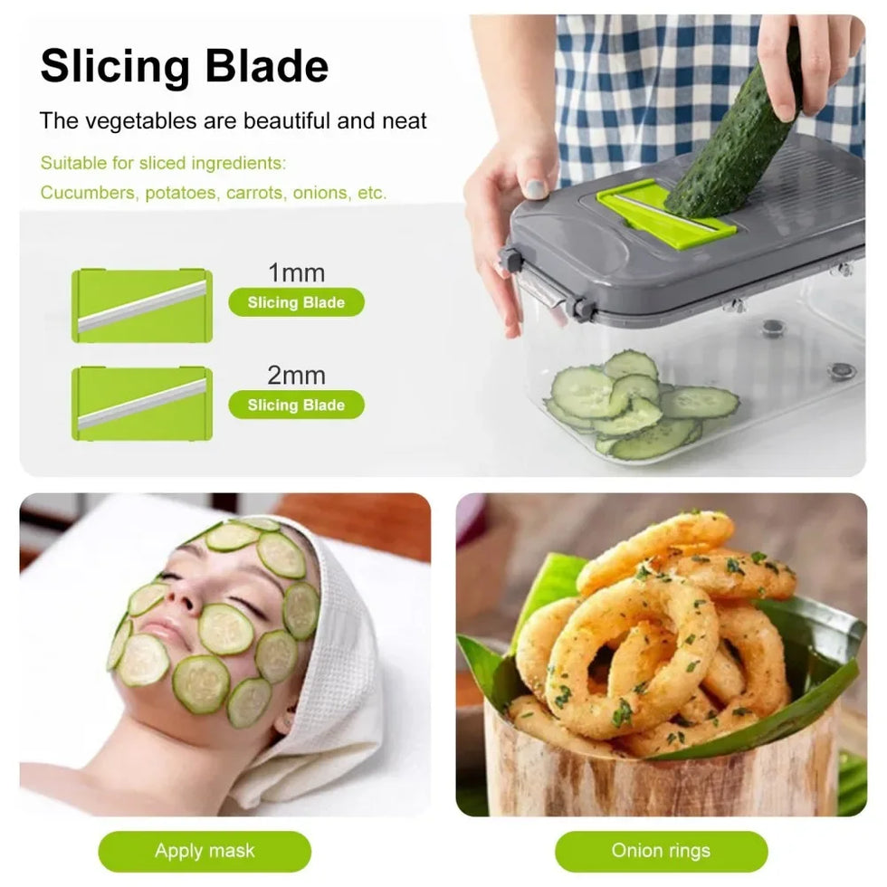 22-in-1 Vegetable Cutter with Container – Multi-Functional Food Chopper & Grater - Clarify.pk