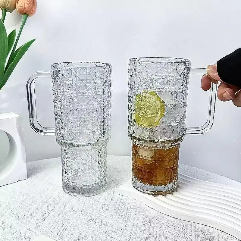 1pcs/2pcsLarge Capacity Glass Cup with Straw and Lid, Heat Resistant Coffee Mug, Office Water Bottle, Durable and Stylish Design
