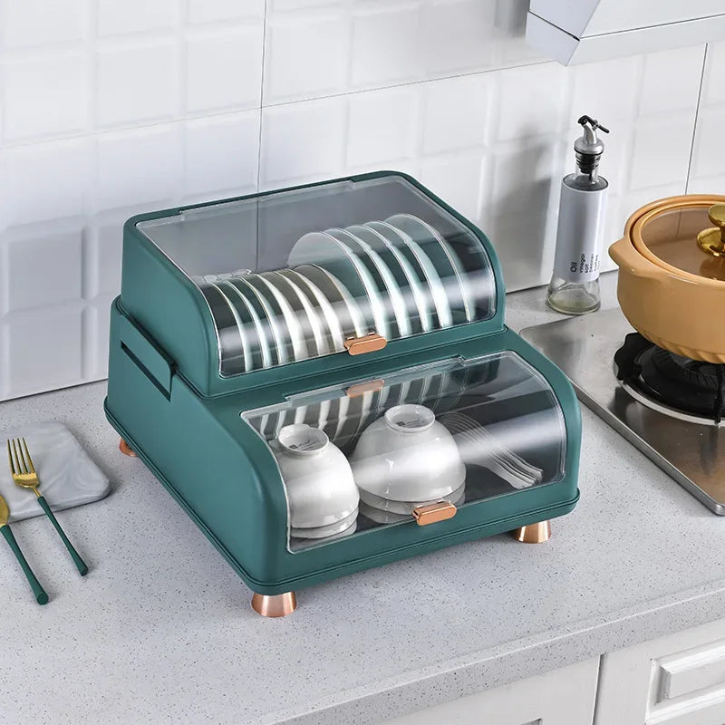 Random color Kitchen Dish Storage Box, Storage Rack, Drain Rack, Household Bowl Drying Rack, Chopsticks Tableware Storage Box - Clarify.pk