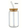 Glass Cup with Bamboo Lid & Straw – 350ml Mason Jar - Clarify.pk