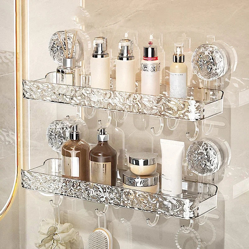 Shower Room Suction Cup Bathroom Storage Shelf Basket Home Storage Organizer Shelf Decorative Easy Install Dropshipping