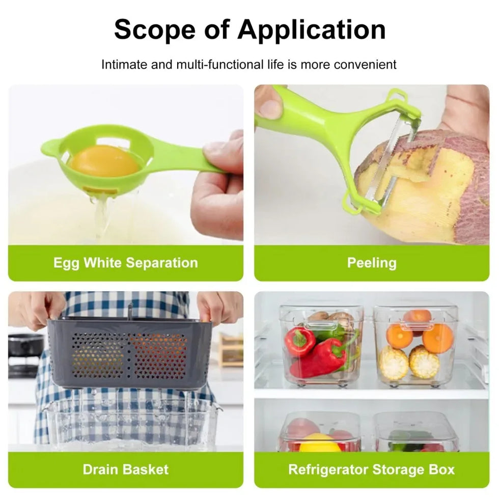 22-in-1 Vegetable Cutter with Container – Multi-Functional Food Chopper & Grater - Clarify.pk