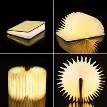LED Foldable Book Light Creative Wooden Luminous Book for Children Kids’Birthday Holiday Christmas Gift Rechargeable Night Lamp - Clarify.pk