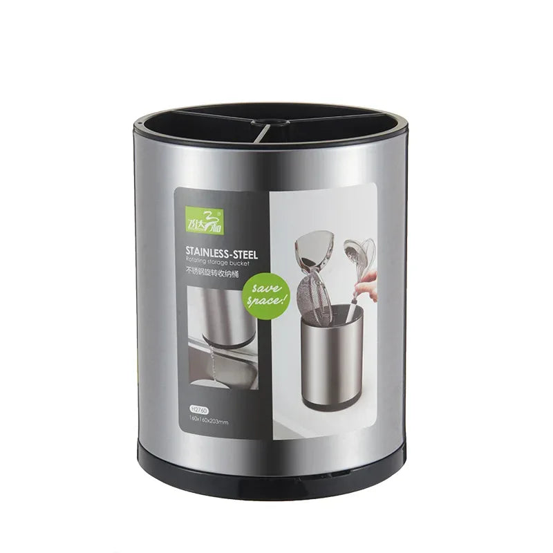 Stainless Steel Cutlery Holder with Handle – Kitchen Utensil Organizer - Clarify.pk