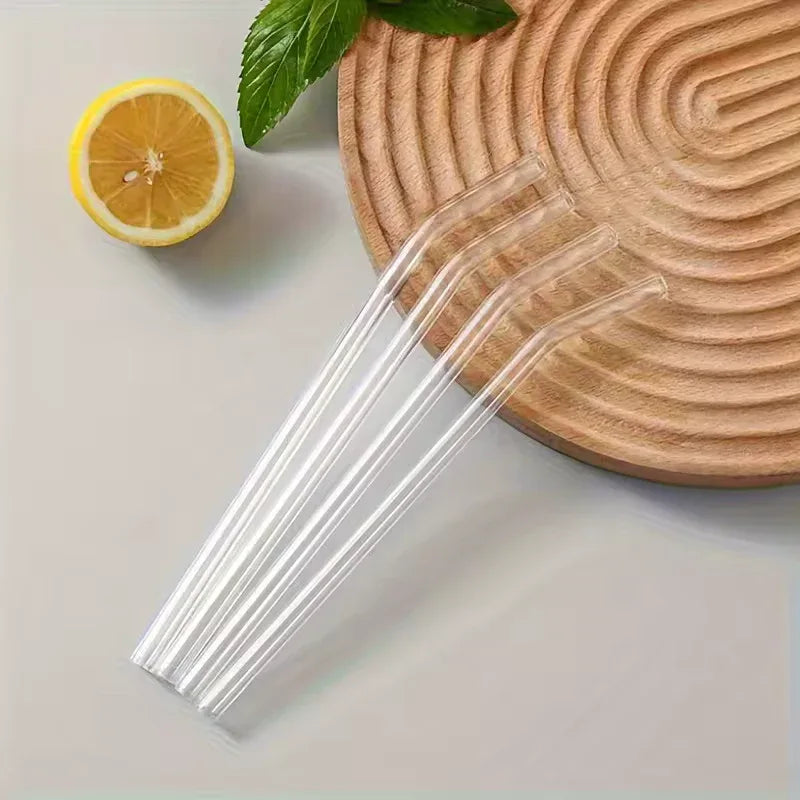 5pcs Reusable Glass Straw Set with Cleaning Brush - Clarify.pk