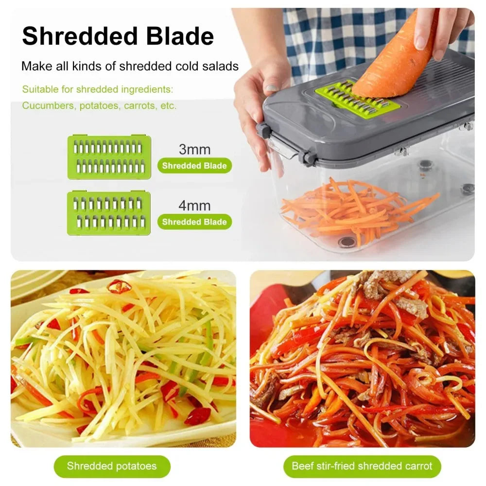 22-in-1 Vegetable Cutter with Container – Multi-Functional Food Chopper & Grater - Clarify.pk