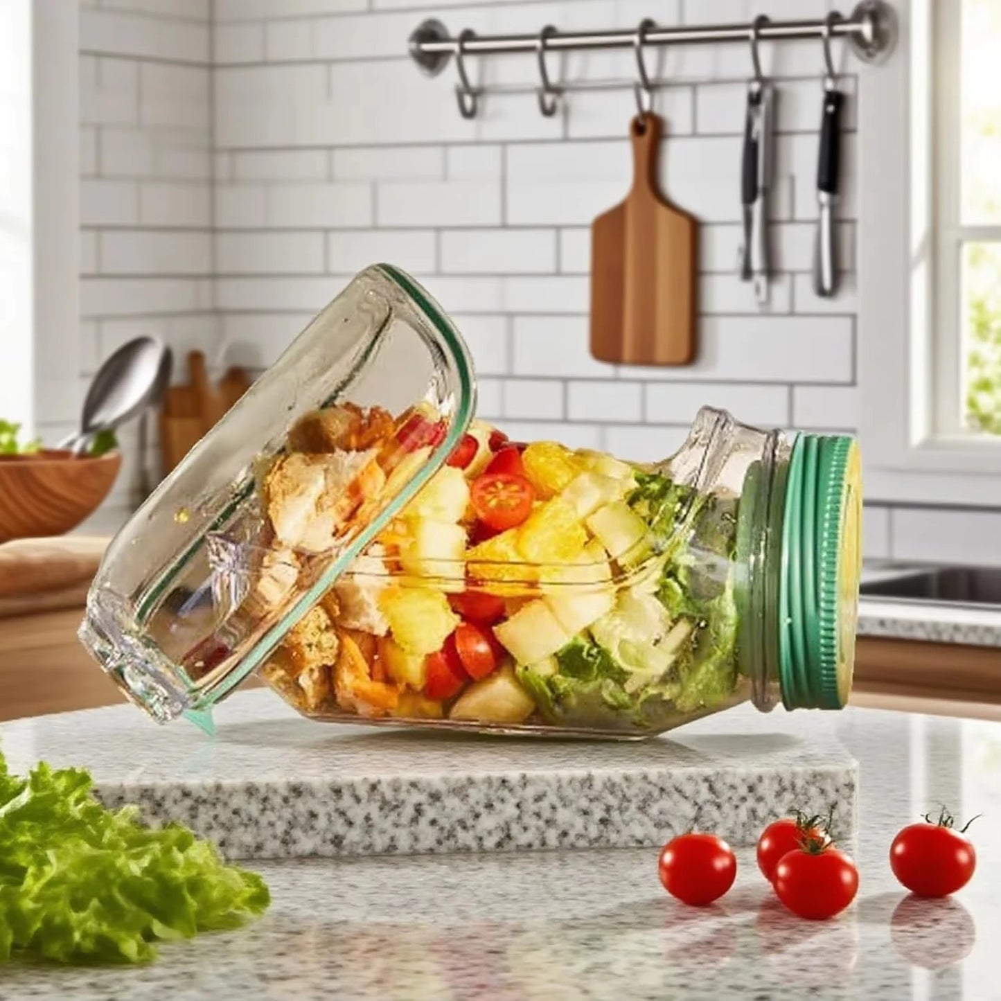 Portable Plastic Salad Pod All-In-One Container with Leak Proof Oats Container Reusable Keep it Fresh Fresh Salad Bowl Meal Prep