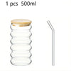 Clear Ripple Glass Cups with Straws – Juice & Cocktail Glasses - Clarify.pk