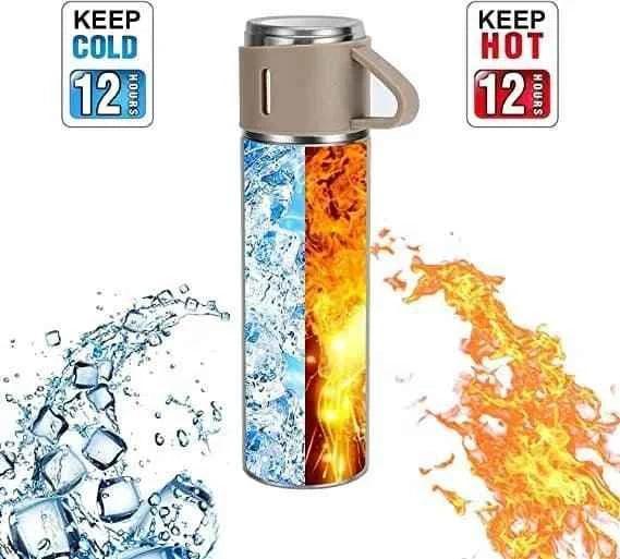 High Quality Food Grade Stainless Steel Vacuum Flask Set for Hot and Cold Drinks - Clarify.pk