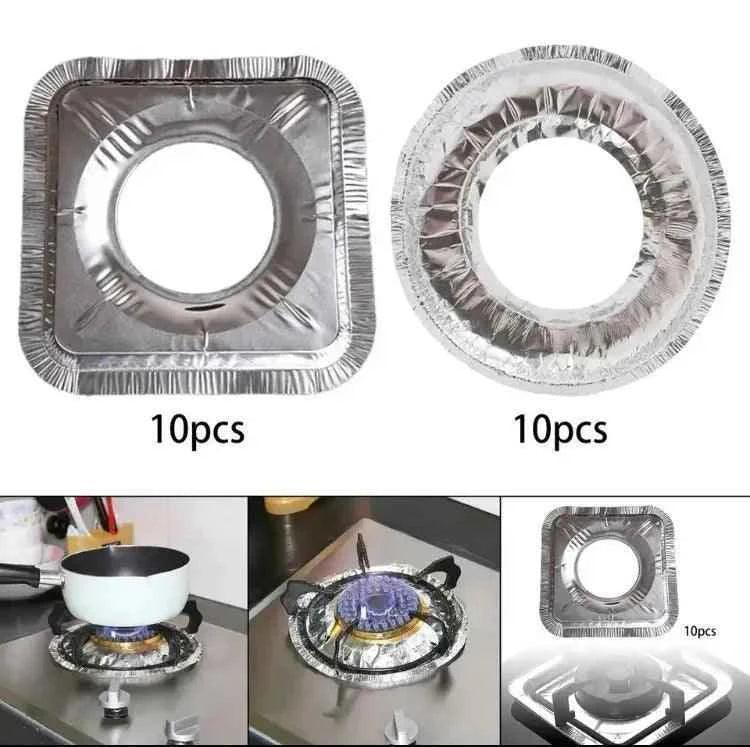 10pcs Reusable Aluminum Foil Stove Top Covers - High Temperature Resistant Burner Protectors for Easy Cleaning - Clarify.pk