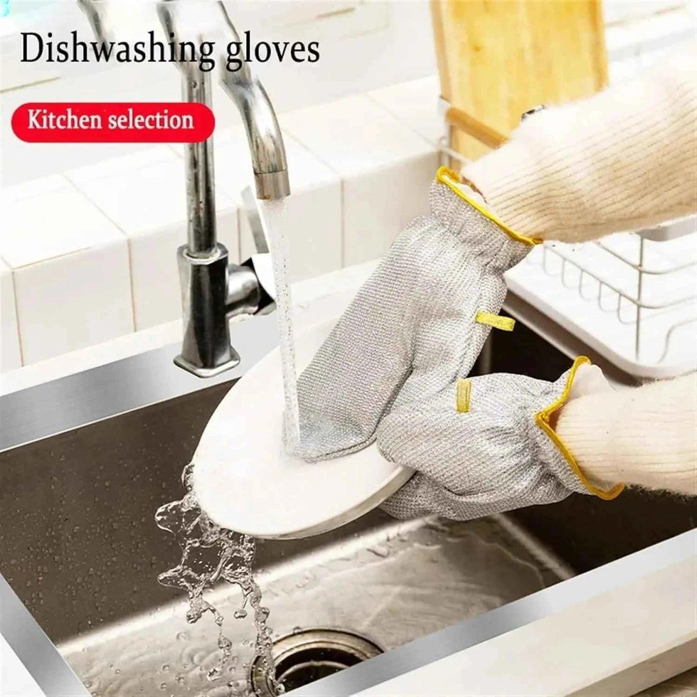 Kitchen Steel Dishwashing Gloves Pair for Ultimate Cleaning Power - Clarify.pk