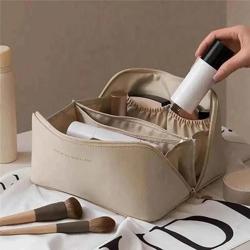 Classy Leather Cosmetic Bag, Portable Makeup Pouch for Travel - Clarify.pk